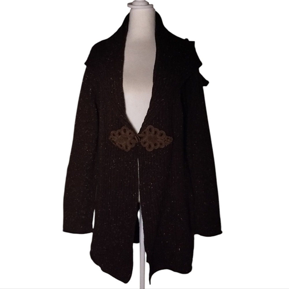 Soft Surroundings Brown Speckled Chunky Knit Wool Cashmere Blend Sweater Large